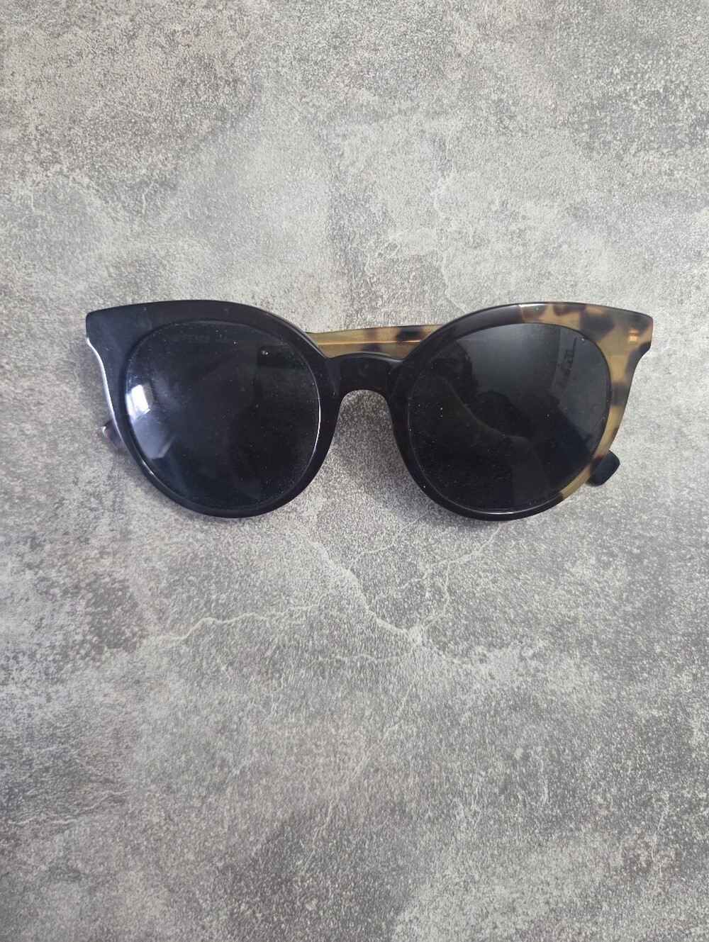 Fendi Women's Tortoiseshell Frame Sunglasses with Black Lenses